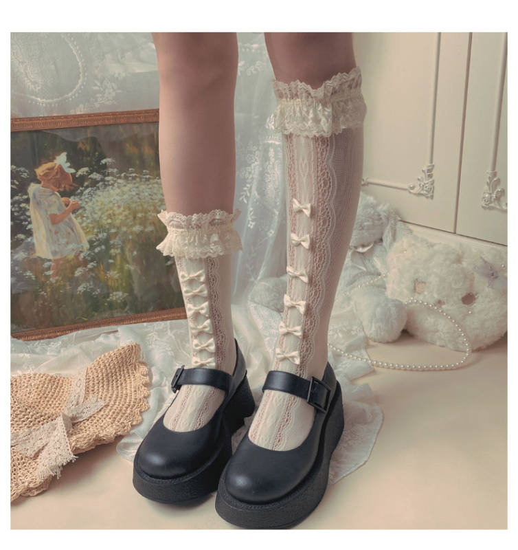 Lace Bowknots Girl Lolita Calf Socks