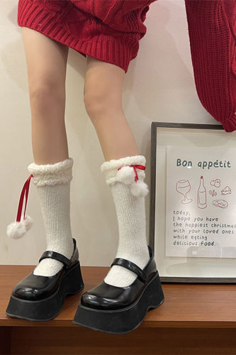 Christmas Berber Fleece Calf Lolita Socks