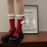 Christmas Berber Fleece Calf Lolita Socks