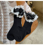 Lace Satin Trim Lolita Short Socks