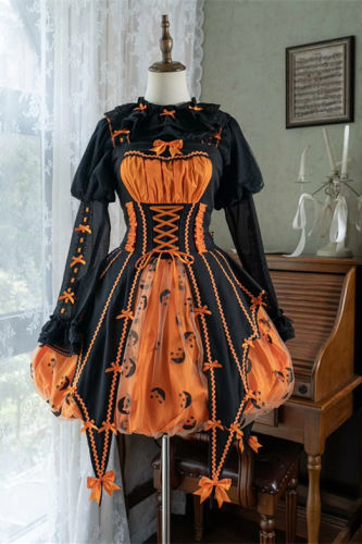 Lemon Honey Jack-O-Lantern Halloween Lolita Dress, Blouse and Accessories