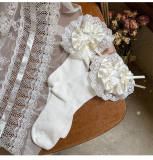 Lace Satin Trim Lolita Short Socks