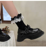 Lace Satin Trim Lolita Short Socks