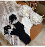 Lace Satin Trim Lolita Short Socks