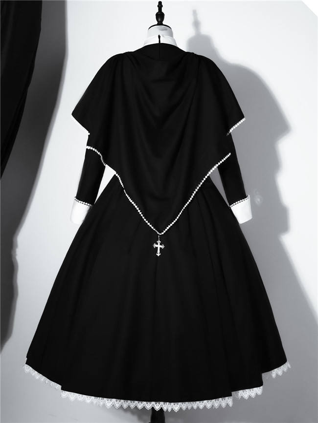 Holy Hearts Fake Two-piece Gothic Nun Lolita Dress and Cape