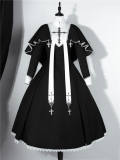 Holy Hearts Fake Two-piece Gothic Nun Lolita Dress and Cape