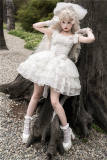 White Rose Fishbone Waist Gothic Lolita Dress