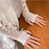 Double Layers Satin Trim Hallow-out Lolita Hand Cuffs