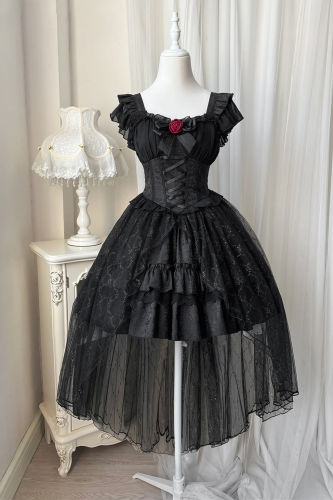 Dark Rose Fishbone Waist Gothic Lolita Dress