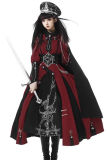 Scarlet Knight Red Military Lolita Dress, Cape and Waist Belt