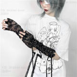 Broken Bone Lace Ribbon Gothic Hand Cuffs