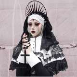 Dark Double Layers Lace Nun Gothic Headdress