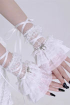 Broken Bone Lace Ribbon Gothic Wristcuffs