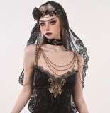 Dark Gothic Headdress Flower Head Veil