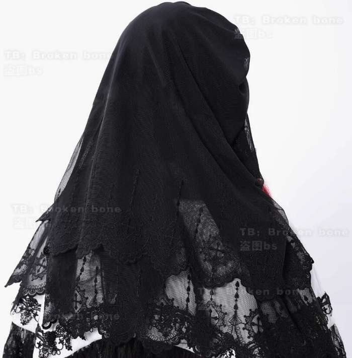 Dark Double Layers Lace Nun Gothic Headdress