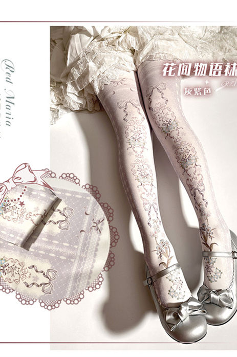 Yidhra Flower Vine Prints Lolita Tights