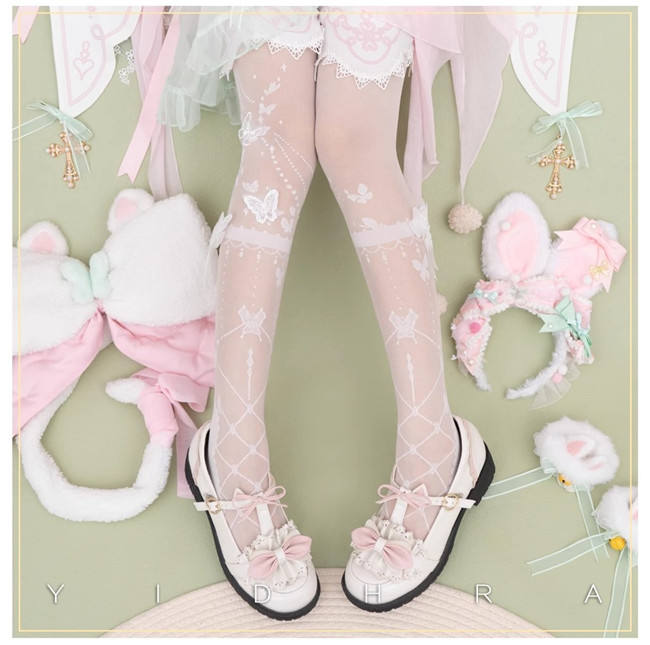 Yidhra Flower Butterfly 20D Velvet Lolita Tights