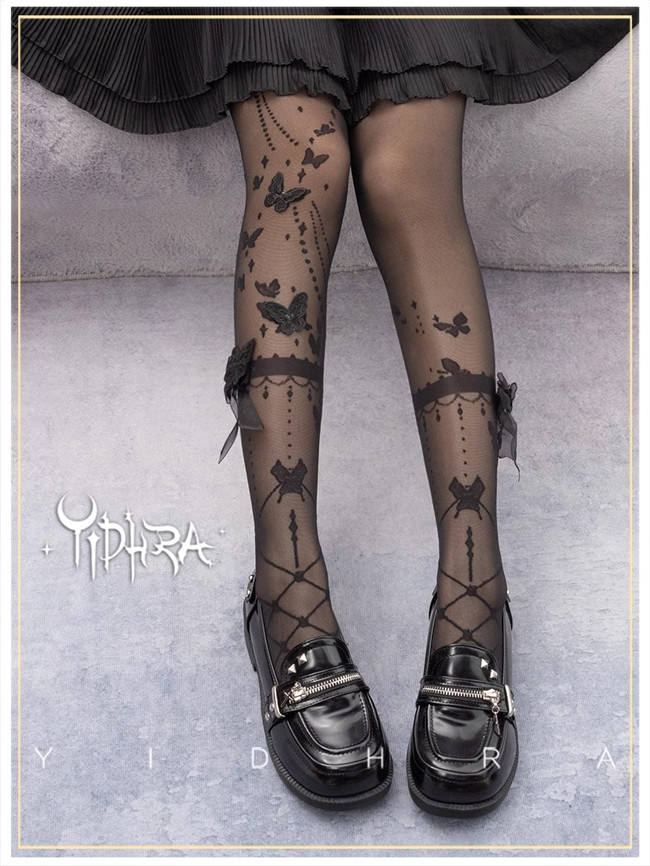 Yidhra Flower Butterfly 20D Velvet Lolita Tights