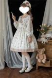 Miss Point Flowers and Strawberry Print Sailor Collar Lolita Dress