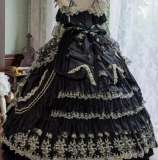 Airfreeing Heavy Design Black Gold Rococo Classic Wedding Dress Full Set