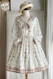 Miss Point Flowers and Strawberry Print Sailor Collar Lolita Dress