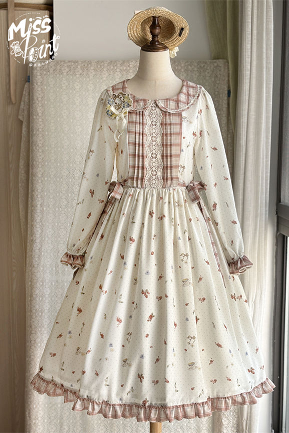 Miss Point Flowers and Strawberry Print Lolita OP Dress
