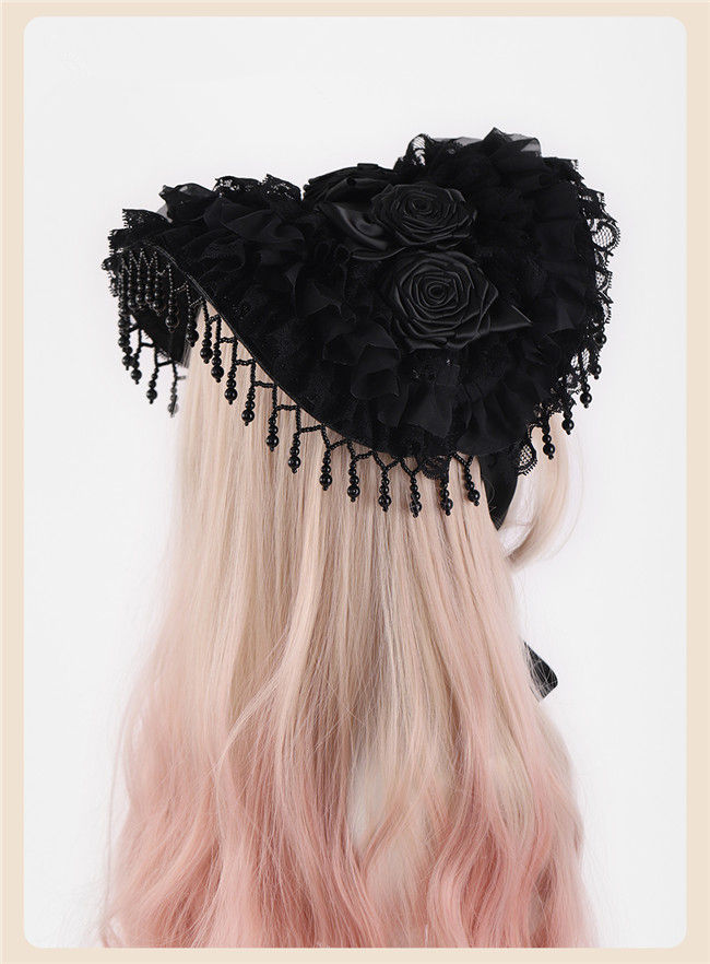 Hand Made Widow Hat Dark Gothic Halloween Hat