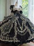 Airfreeing Heavy Design Black Gold Rococo Classic Wedding Dress Full Set