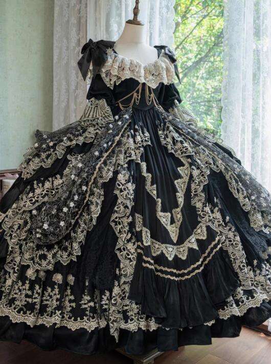 black and gold wedding dress Black And Gold Gothic Wedding Dress With Sequin main image 1