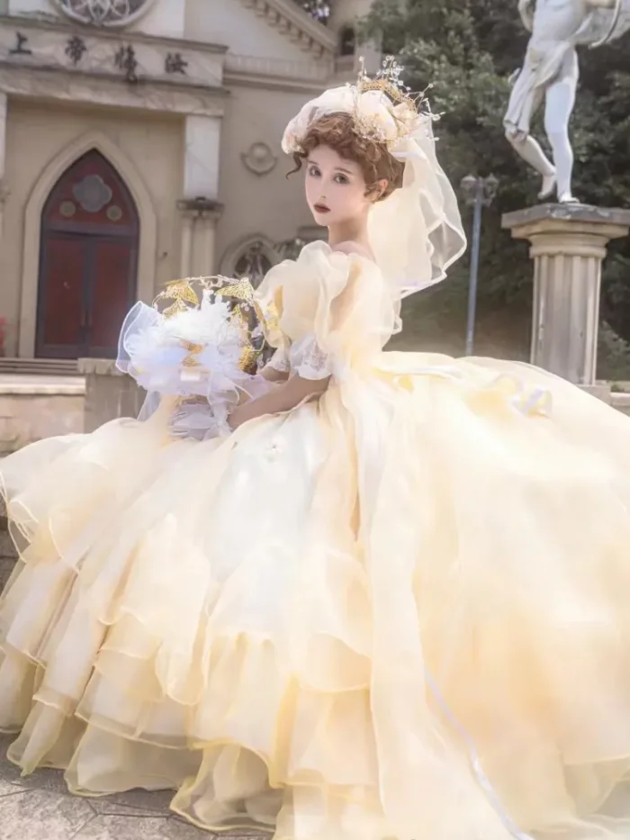 Plus Size Yellow Formal Lolita Dress