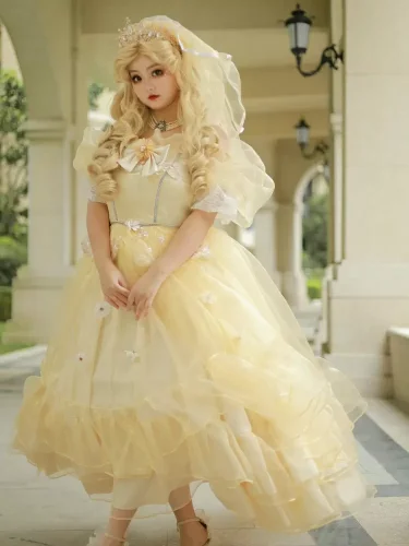 Yellow Wedding Dress Plus Size Hime Lolita Dress