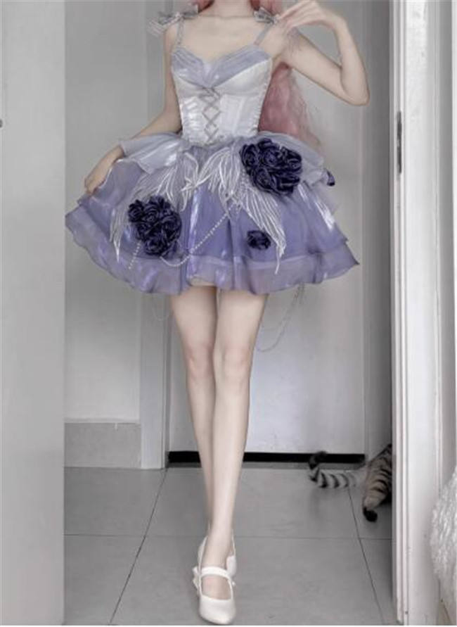 Meowing and Fruity Swan Wonderland Princess Dress Full Set