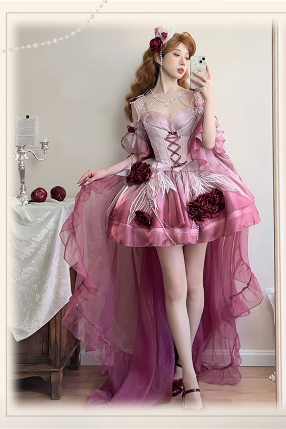 Meowing and Fruity Swan Wonderland Princess Dress Full Set