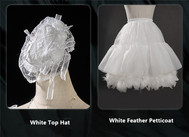 45cm Feather Petticoat Urtto Dance of the Swans Top Hat and Head Veil
