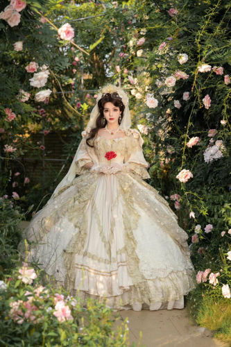 Airfreeing Heavy Design Rococo Classic Wedding Dress Full Set