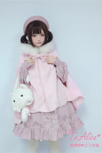 Tommy Bear Cute Rabbit Lolita Cape with Detachable Fur Collar