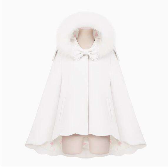 Tommy Bear Cute Rabbit Lolita Cape with Detachable Fur Collar