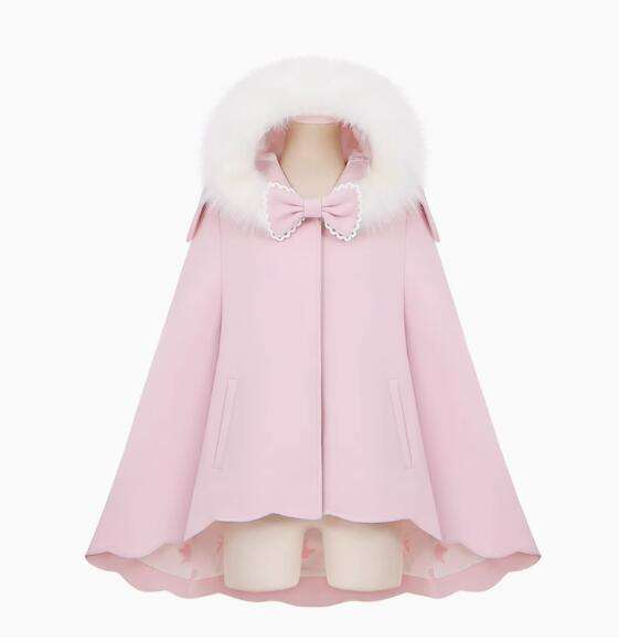 Tommy Bear Cute Rabbit Lolita Cape with Detachable Fur Collar