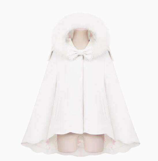 Tommy Bear Cute Rabbit Lolita Cape with Detachable Fur Collar