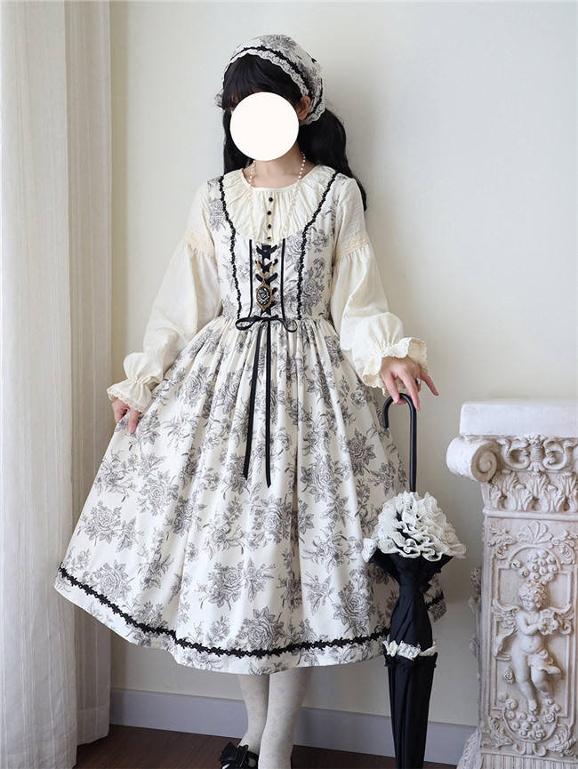 Miss Point Sketch Wild Rose Dirndl Dress One Piece