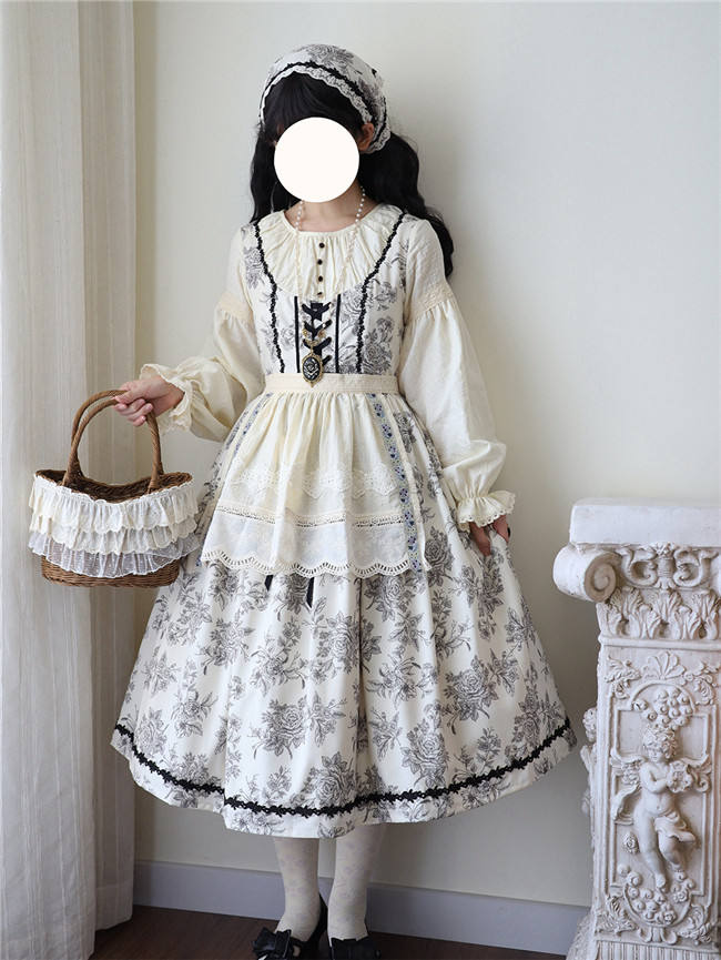 Miss Point Sketch Wild Rose Dirndl Dress One Piece