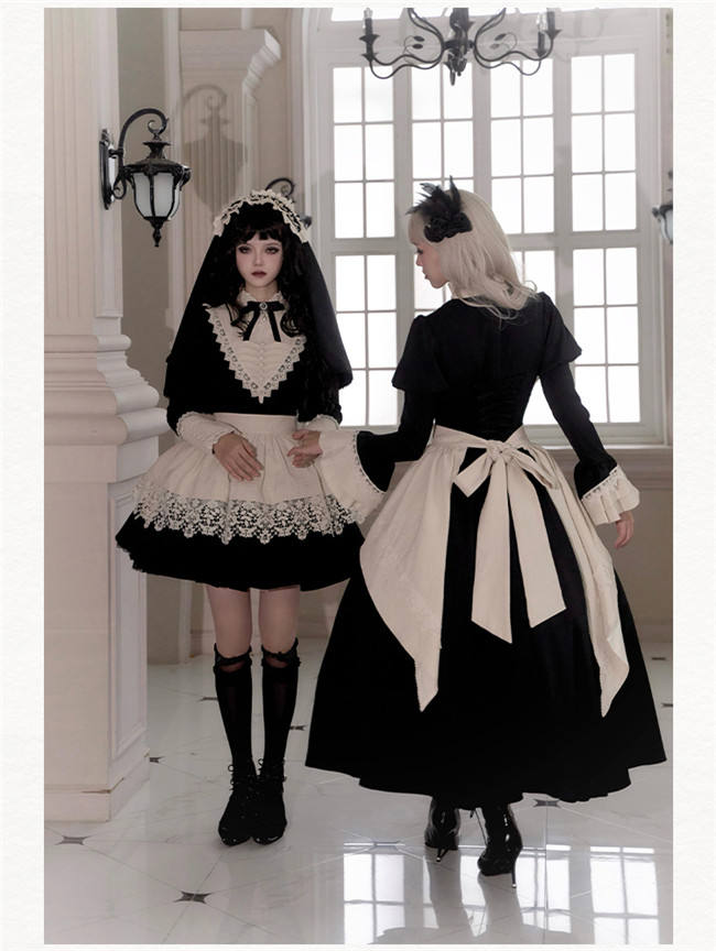 Withpuji Black Nun Gothic Lolita Dress and Accessories
