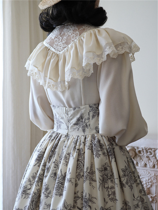 Miss Point Sketch Wild Rose High Waist Fishbone Lolita Skirt