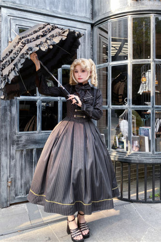 Little Dipper the Bright Moon Stripe Corset Lolita Dress