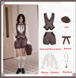 Withpuji Brown Corset Lolita Dress Set and Ouji Set