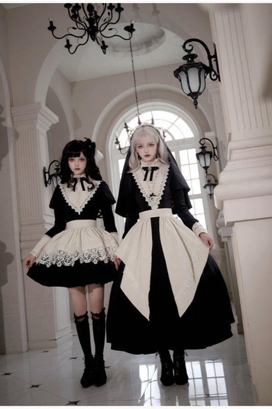Withpuji Black Nun Gothic Lolita Dress and Accessories