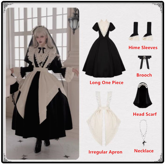 Withpuji Black Nun Gothic Lolita Dress and Accessories
