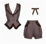 Withpuji Brown Corset Lolita Dress Set and Ouji Set