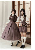 Withpuji Brown Corset Lolita Dress Set and Ouji Set