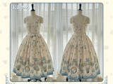 Dream Whale Flower Bird Lolita Jumper Dress and Headband